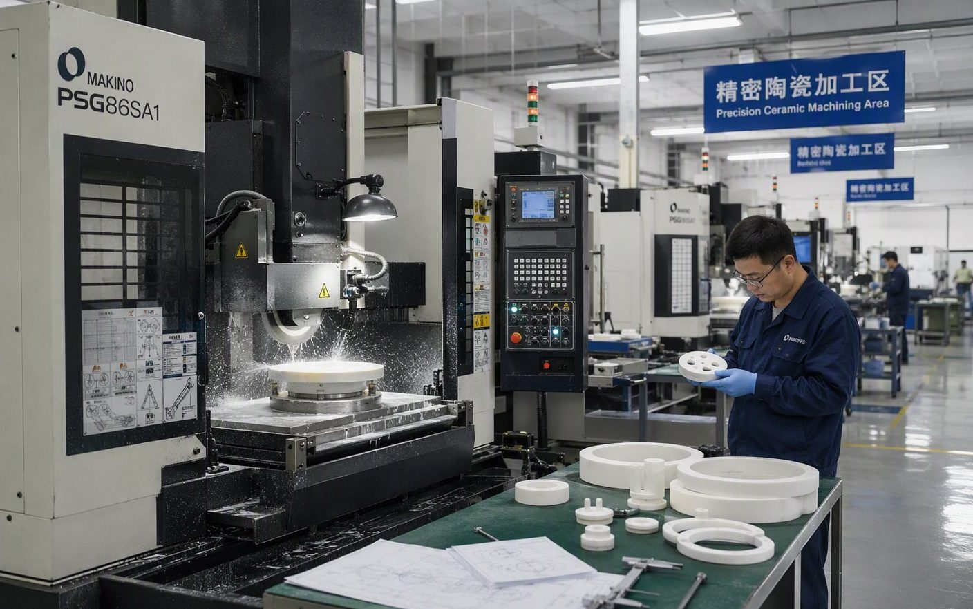Xingwei Ceramics precision ceramic machining workshop in Guangdong