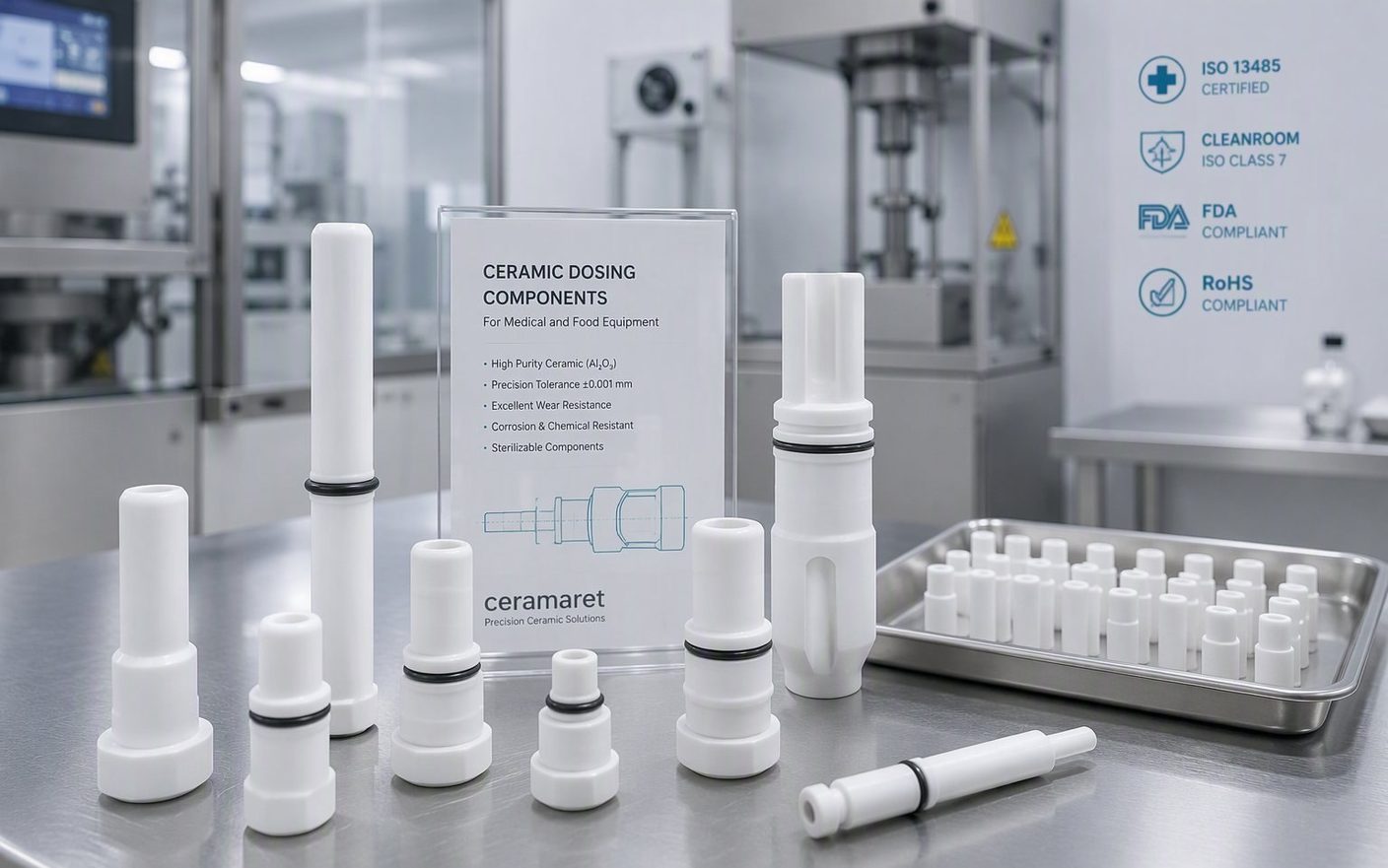 Medical and food grade ceramic components