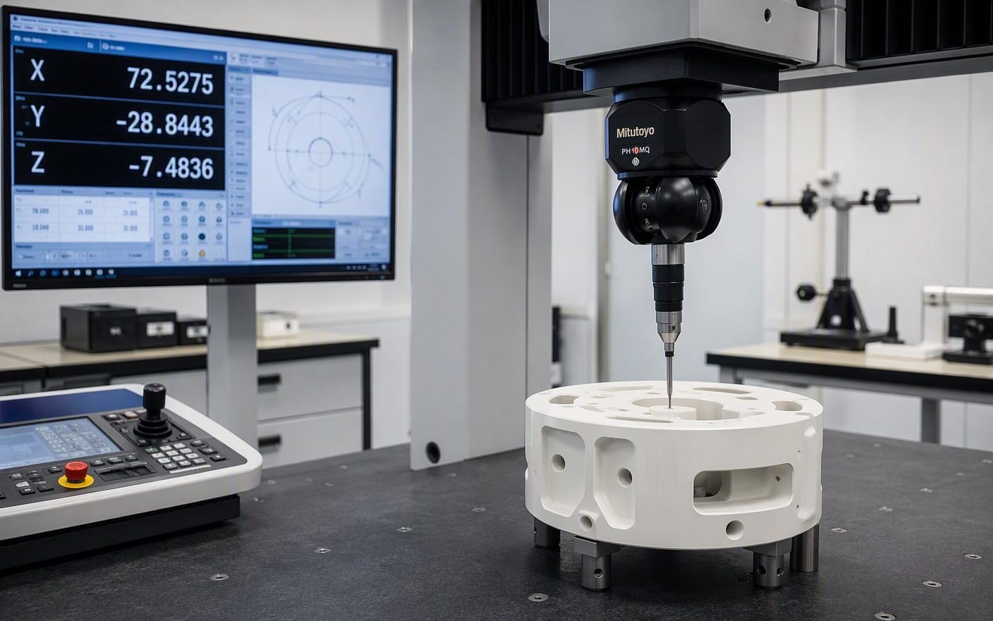 Zeiss CMM measuring a precision ceramic component in Xingwei quality lab