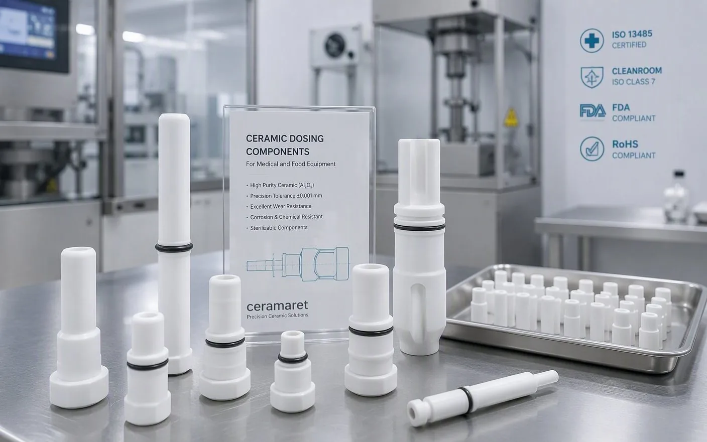 Medical and food grade ceramic components